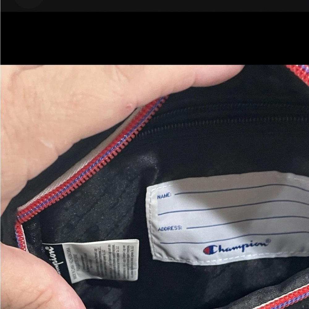 VTG Champion Attribute Waist Bag Fanny Pack Black with Gray Red Blue Belt 53" - Picture 3 of 6